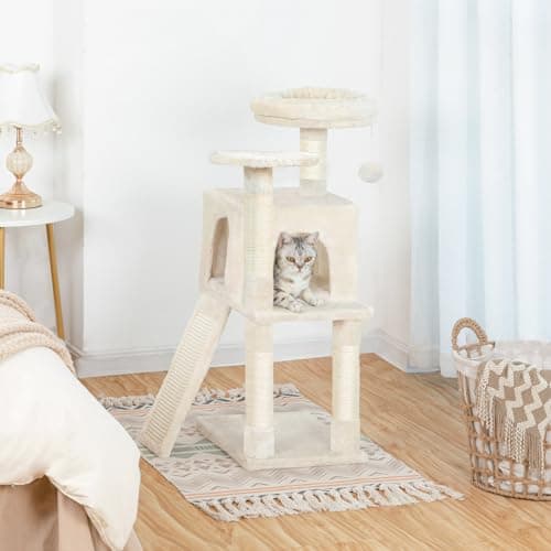 HOOBRO Cat Tree, 34.6-Inch Small Cat Tower with Soft Plush Perch, for Kittens, 3-Tier Cat Condo Furniture with Scratching Posts, with Anti-Tipping Kit, Sturdy, Indoor BE09CT03 9