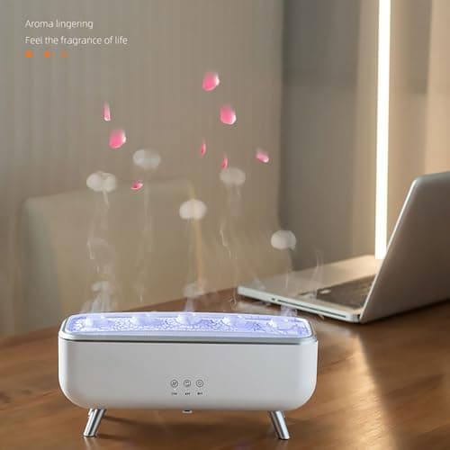 Jellyfish Oil Diffuser Humidifier,7-Color Gradient LED Lights,300ML Dynamic Sound Pickup Ultrasonic,Home Aromatherapy Diffusers,Remote Control Humidifier for Bedroom & Office 5