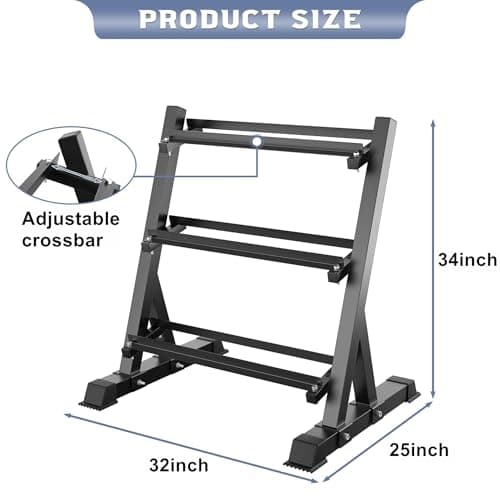 WALMANN Dumbbell Rack Adjustable 3-Tier Weight Stand Heavy Duty Weight Storage Rack for Home Gym 6