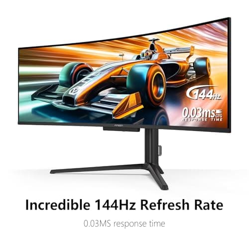 INNOCN 49" OLED Ultrawide Curved Monitor 5K2K 5120 x 1440p 144Hz, 0.03ms, Computer Monitor for AI PC, USB Type C 90W, HDMI 2.1, DisplayPort, USB Hub, Speakers, Adaptive-Sync, Adjustable Stand, Black 5