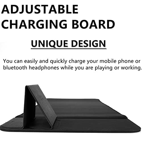 Wireless Charging Mouse Pad with Phone Holder Gaming Mousepad Desk Mat 15W Qi Fast Charging Pad Ultra-Smooth Surface Non-Slip Extended Premium Black Computer Keyboard Mat for MacBook PC Laptop 9