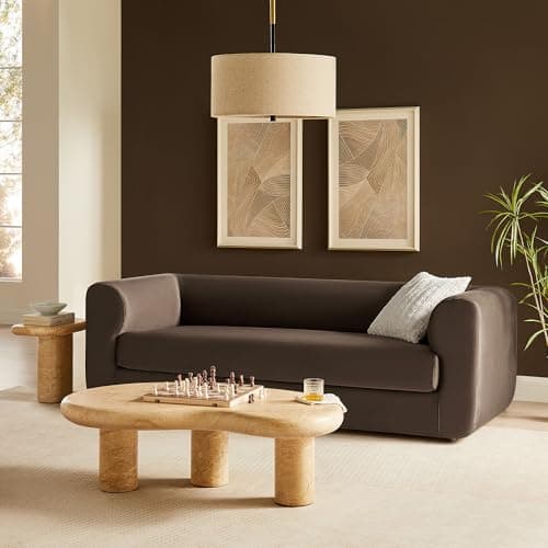 Modway Leif Performance Velvet Upholstered Sofa – 89 Inch Modern Tuxedo Sofa – Comfy 3 Seater Velvet Couch