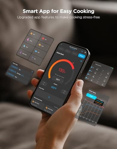 GoveeLife Bluetooth Wireless Meat Thermometer with Digital Standalone LCD Base, WiFi Unlimited Range, ±1.8℉ Accuracy, Food Grade Internal Ambient Sensor Probes for Kitchen, BBQ, Grill, Oven, Smoker 6