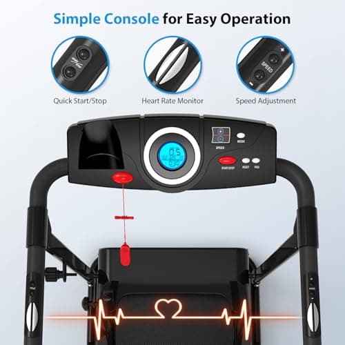 CIIHI Walking Treadmill for Senior - Foldable Senior Treadmill with 300 lbs Capacity and Long Handrails - Home Recovery Fitness Exercise Machine for Elder with Heart Rate Monitor 5