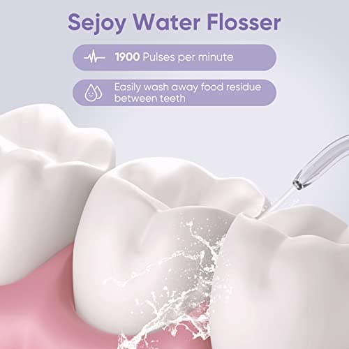 Water Flosser Dental Oral Irrigator Teeth Cleaner Portable Travel Rechargeable Cordless,IPX7 Electric Plaque Remover 3 Modes 3 Jet Tips 140ml (Violet) 7