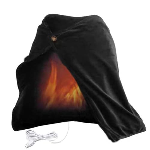 Nekewe USB Heated Warm Fleece Shawl & Wrap Intelligent Electric Heating Blanket Kneepad for Home，Black