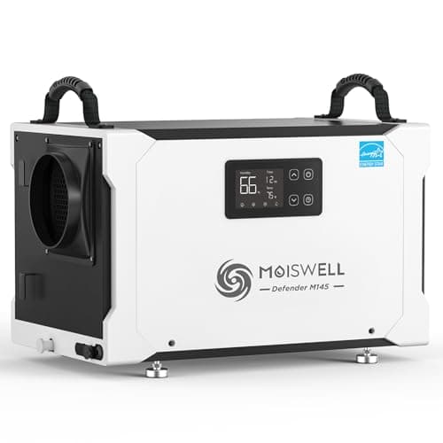 Moiswell 155 Pint Commercial Dehumidifier with Drain Hose for Crawl Spaces, Basements, Industry Water Damage Unit, Large Capacity, Compact, Portable, Auto Defrost, Memory Starting