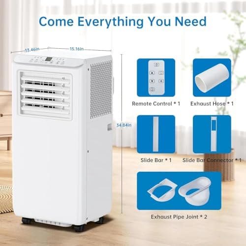 Portable AC Units for Rooms, 8,000 BTU Portable Air Conditioners Up to 350 Sq.Ft, 3-in-1 Indoor Air Conditioner with Dehumidifier, Cooling & Fan Mode, 24-Hour Timer, Sleep Mode, Remote Control, White 2