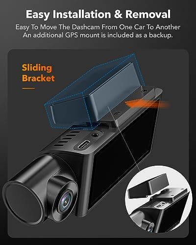 WOLFBOX i07 3 Channel Dash Cam Built-in WiFi GPS, 4K Dash Camera Front and Inside, 1440P+1080P+1080P Triple Car Camera with 3" LCD Screen, 32GB Card Included, IR Night Vision, 24H Parking Mode 9