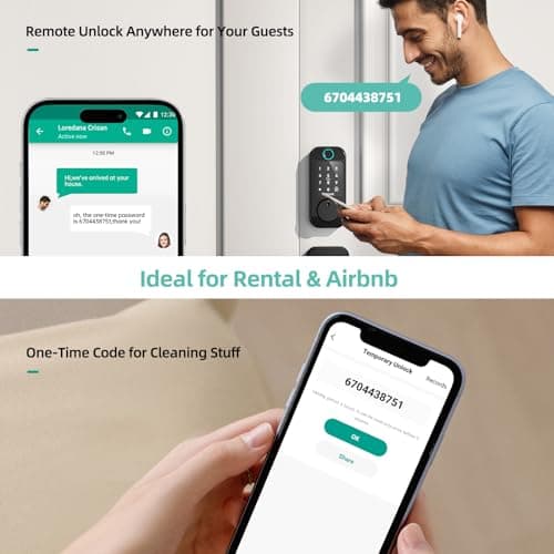 Smart Locks WiFi Deadbolt: SMONET Fingerprint Front Door Lock Keyless Entry with Keypad Electronic Digital Deadbolt Alexa Gateway Remote Control, Bluetooth APP KeyFob Code Auto-Lock for Home, Black 7