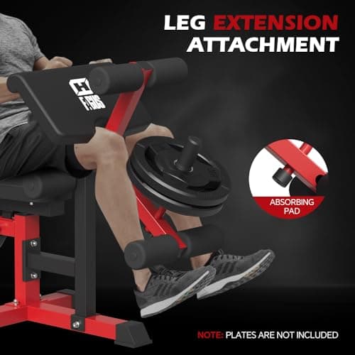 FAGUS H Adjustable Weight Bench, Heavy Duty Workout Bench Press with Leg Extension and Preacher Curl Pad for Home Gym Fitness, Flat Incline Decline Sit Up Bench, Red 6