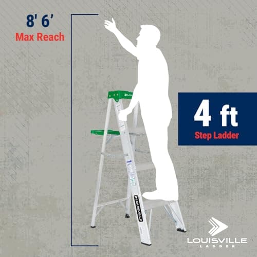 Louisville Ladder 4-foot Aluminium Step Ladder with tool tray, 225-Pound Load Capacity, Type II, AS4004 5