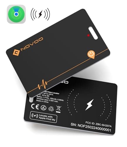 NOVOO Wallet Tracker Card, [Apple Find My Certified] (iOS Only) Ultra-Thin 1.9mm Bluetooth Smart Tracking Card, Rechargeable Wireless Charging Locator, IP68 Waterproof Finder for Wallets & Passports 9