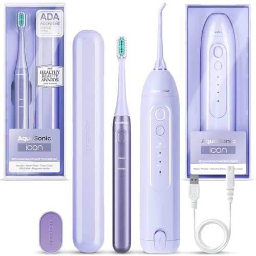 Aquasonic Icon Toothbrush & Water Flosser Bundle (Lilac)
