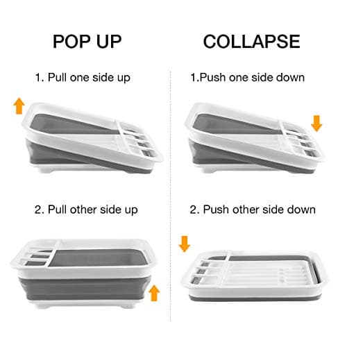 THANSTAR Collapsible Dish Drying Rack Portable Dinnerware Drainer Organizer for Kitchen RV Campers Travel Trailer Space Saving Kitchen Storage Tray 6