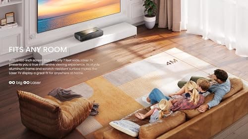 Hisense 100L5H Laser TV Ultra Short Throw Projector with 100" ALR High Gain Screen, 4K UHD, 2700 ANSI Lumens, Dolby Vision & Atmos, HDR10, Google TV, Netflix 10