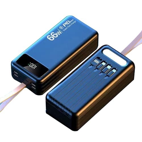 WSGDSG Portable Charger Power Bank, 100000mAh Fast Charging External Battery Pack with Built in USB-C(22.5W) and iOS(20W) Output Cable, Powerbank for Camping Travel(Size:100000Mah,Color:Black)