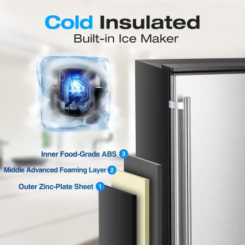 Kismile Built-in Ice Maker Machine, Commercial Lab Ice Maker with 80lbs Daily, Reversible Door, Drain Pump,24H Timer & Self-Cleaning, Under Counter Ice Cube Machine for Home Office(Silver) 6