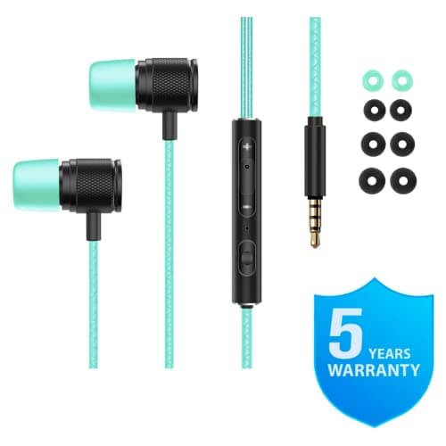 LUDOS Ultra Wired Earbuds in-Ear Headphones, 5 Years Warranty, Earphones with Mic, Noise Isolating Ear Buds, Memory Foam for iPhone, Samsung, School Students, Kids, Women, Small Ears - Turquoise 6