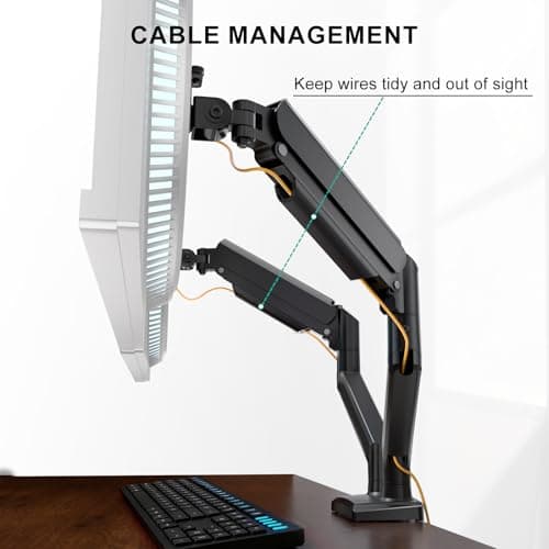 WALI Dual Monitor Stand for 13-32 inch Computer Screens, Dual Monitor Arms for 2 Monitors Holds up to 22 lbs, Height Adjustable Gas Spring Dual Monitors Mount, VESA 75x75/100x100mm (GSMP002N), Black 6