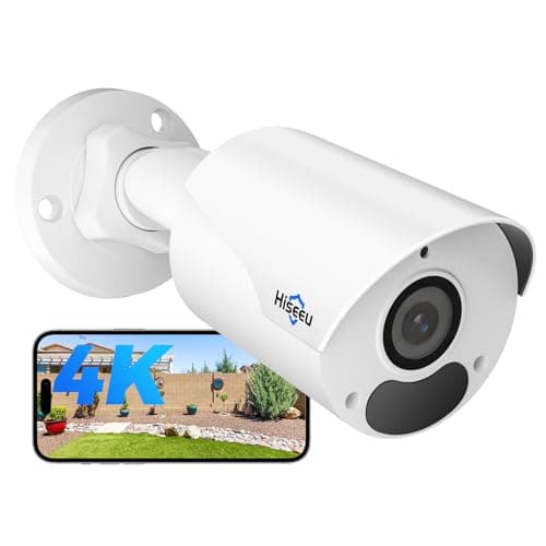 Hiseeu [4KHD + 121°Wide View Angle] 4K PoE Security Camera,8MP IP Camera Outdoor&Indoor, 3840 * 2160,100ft Night Vision, WDR, Detect, IP67 Waterproof, Work PoE NVR,Model YHB98-PD