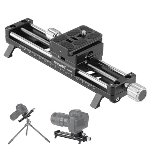 NEEWER 140mm Macro Focusing Rail Slider with 360° Rotation, 4 Directional Locking, Retractable Feet, Acra Type QR Plate, 1/4" & 3/8" Screw for Camera Macro Photography Close Up Shooting, GM-MP2