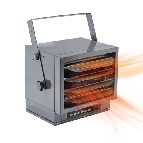 Comfort Zone 7500W Hard-Wired Garage Heater – Industrial & Commercial Ceiling Mount, 240V Fan-Forced with Remote, Digital Thermostat, Timer, 2 Heat Settings, Overheat Protection, Grey