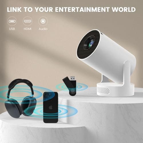 Mini Portable Projector with 4K Support, Bluetooth 5.4 WIFI6, 5watt Sound Base Speaker, 160 ANSI, Android 11, 210° Rotation , Auto Keystone Correction Video Projector HY300 ULTRA 7