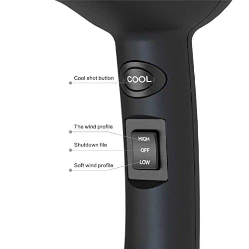 Professional Mini Travel Hair Dryer for RV 1000 Watts Ceramic Ionic Blow Dryer for Kids Plus Concentrator, Black 5