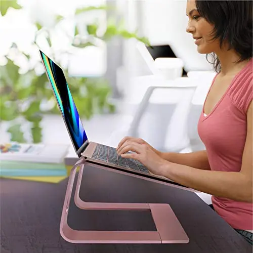 Ergonomic Aluminum Laptop Mount | Computer Stand & Holder - Compatible with MacBook, HP, Lenovo, Samsung, Huawei & More (10-17.3" Laptops) - Rose Gold 7
