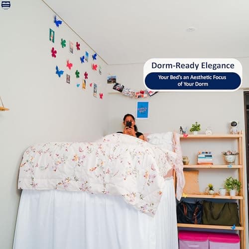 Cottingon Dorm Room Bed Skirt, 100% Microfiber, White, Twin XL-36'' Drop 8