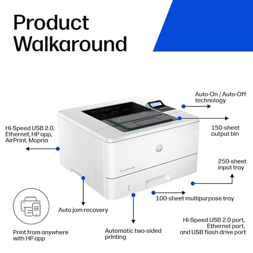 HP LaserJet Pro 4001dn Black & White Printer, Print, Fast speeds, Easy Setup, Mobile Printing, Advanced Security, Best-for-Small Teams, Ethernet/USB only 5