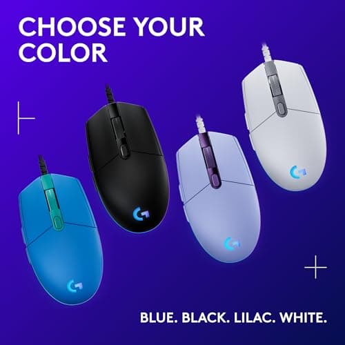 Logitech G203 Wired Gaming Mouse, 8,000 DPI, Rainbow Optical Effect LIGHTSYNC RGB, 6 Programmable Buttons, On-Board Memory, Screen Mapping, PC/Mac Computer and Laptop Compatible - White 9