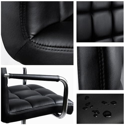 Yaheetech Desk Chair - Office Chair with Arms/Wheels for Students Swivel Faux Leather Home Computer Black 8