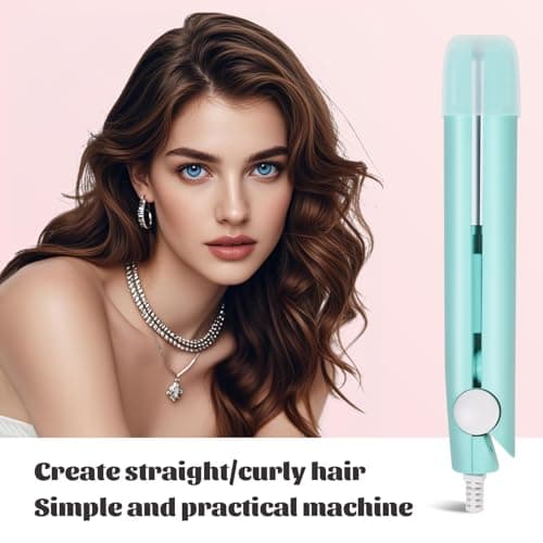 5pcs Mini Curling Iron, 2025 Upgrade Dual Use Curling Iron Portable Travel Curler Flat Straightener for Women Short Hair All Hair Types (Green) 6