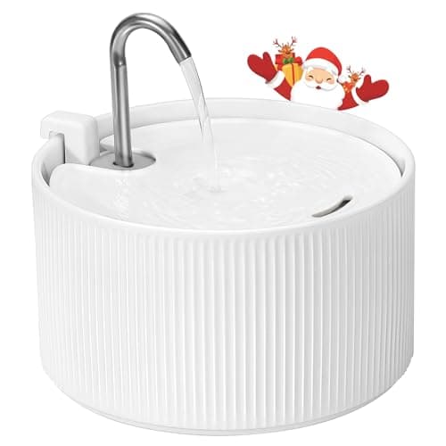 Upgrade Ceramic Cat Water Fountain, 2.2L/78oz Ceramic Cat Fountain, Automatic Ceramic Water Fountain for Cats, Pet Water Fountain with Ultra-Quiet Pump (White)