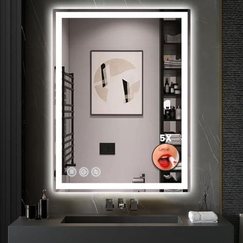 24"x 36" LED Bathroom Mirror with Stepless Dimmable Wall Mirrors with Anti-Fog, Dimmable CRI>90, Vanity Mirror with 3 Color Modes, Shatter-Proof, Memory Bathroom Mirror with LED Lights