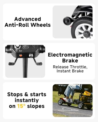 Scootngo 4 Wheel Mobility Scooter for Seniors & Adults with Dual Baskets, 12AH Long-Range Battery, 300LBS+ Weight Capacity, Comfortable Seat for Daily Use (Black-Red) 5