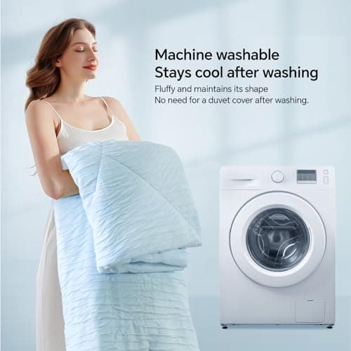 ChiXpace Cooling Comforter Twin/Twin XL - Lightweight Summer Comforter for Hot Sleepers and Night Sweats, Q-Max 0.45 with Japanese Arc-Chill Cold Tech Fabric, Cooling Blanket Blue 6