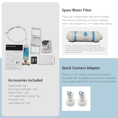 MEJE #001U-Electronic Bidet Seat for Elongated Toilets with Remote Control,Auto Open and Close,Temperature Display Heated Toilet Seat,Warm Air Dryer and Temp Controlled Wash Functions (White) 9