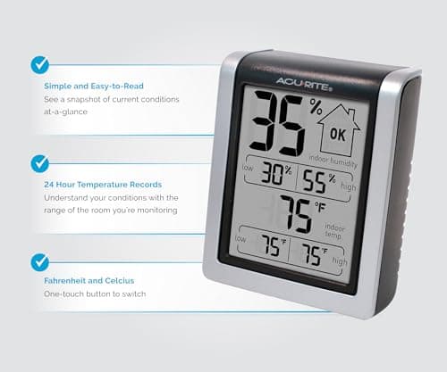 AcuRite Wireless Digital Indoor Thermometer and Hygrometer Monitor for Indoor Temperature and Humidity Measurements (00613) 3