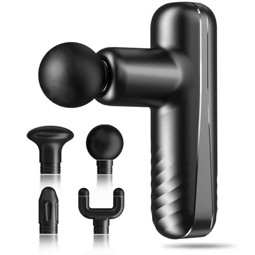 SBUBU Mini Massage Gun for Deep Tissue Percussion - Portable Handheld Massager for Muscle Relaxation with 4 Massage Heads High-Intensity Vibration Rechargeable Small Massage Gun