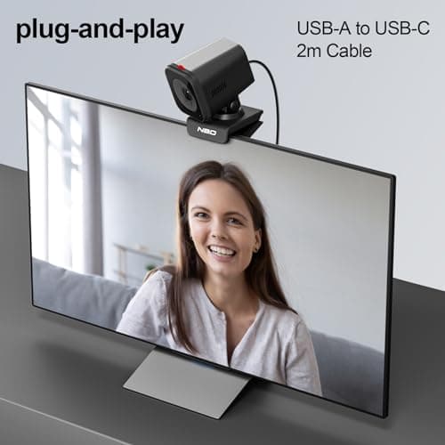 NBD 2K Webcam for PC & Laptop, Autofocus Computer Camera with Remote Control, 2 AI-Noise Canceling Microphones, Stereo Mics, Adjustable Field of View, Low-Light Correction, Built-in Privacy Cover W100 6