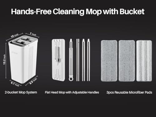 JOYMOOP Mop and Bucket with Wringer Set for Home, Flat Mop and Bucket System, Mops for Floor Cleaning and Wall Cleaner, with 3 Reusable Microfiber Mop Pads 11