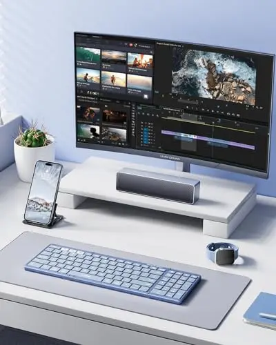 Samsers Foldable Bluetooth Keyboard with Numeric Keypad, Full-Size Wireless Folding PU Leather, Portable Travel for iOS Android Windows Mac OS, Support 3 Device(BT5.1 x 3) Blue 8