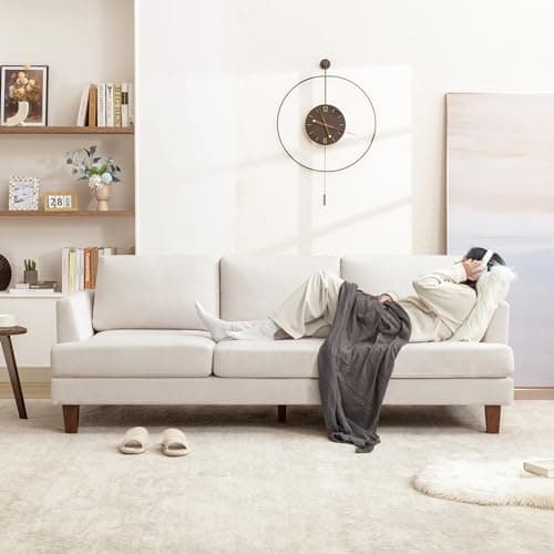 Gericco Mid Century Modern Couches for Living Room, 89" Comfy Couch Sofa with 3-Seater Deep Seats, Upholstered Sofas for Living Room, Office Apartment, Bedroom, Beige 6