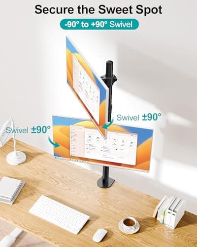 MOUNT PRO Vertical Dual Monitor Stand, Stacked Monitor Mount for 2 Monitors Up to 32 inches, Computer Monitor Arm with Swivel, Tilt, Height Adjustable, Each Monitor Desk Mount Holds up to 17.6 lbs 5
