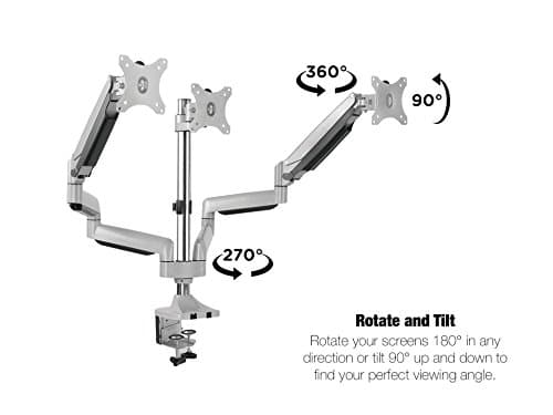 TechOrbits Universal Desk Mount for Triple Monitor - Fits Three 13-30" Monitors with Swivel & Clamp 5