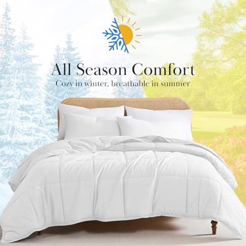 Southshore Fine Living, Inc. Twin Comforter/Duvet Insert, Down-Alternative White Twin/XL Comforter, Soft, Fluffy Comforters, Easy Care, Wrinkle Free, Pet Hair Resistant Bedding, Bright White 7