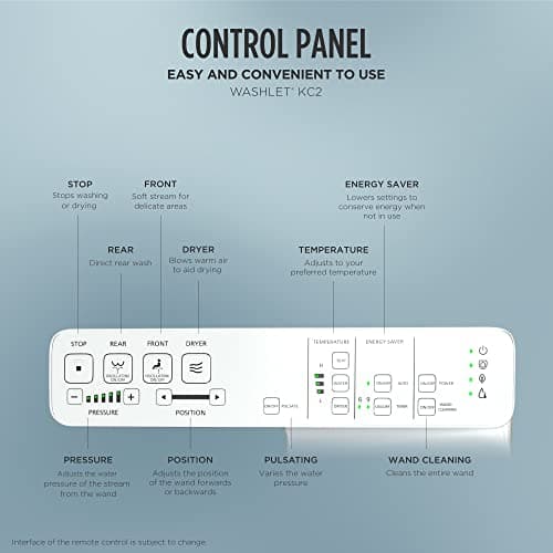 TOTO® WASHLET® KC2 Electronic Bidet Toilet Seat with Heated Seat and SoftClose Lid, Round, Cotton White - SW3023#01 7